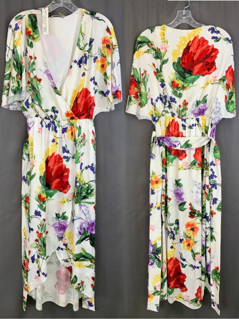 Alice + Olivia Clarine Wildflower Print Wrap Dress Sz 8 - Picture 7 of 16